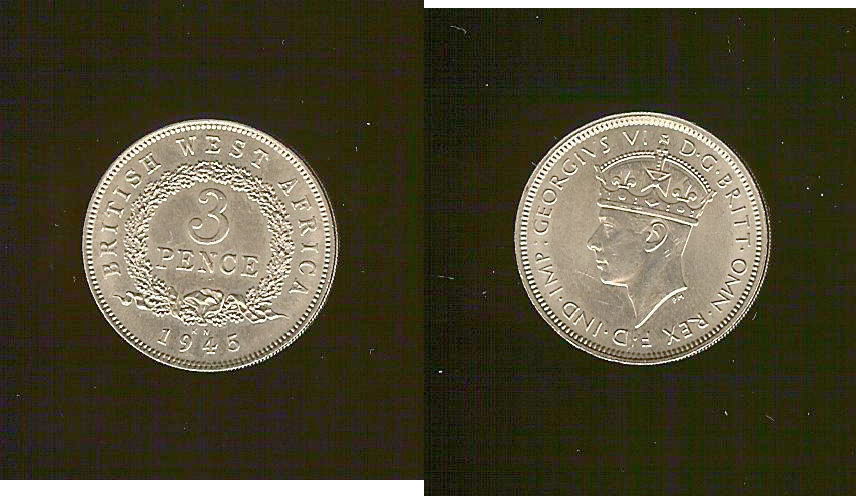 British West Africa 3 pence 1945KN BU